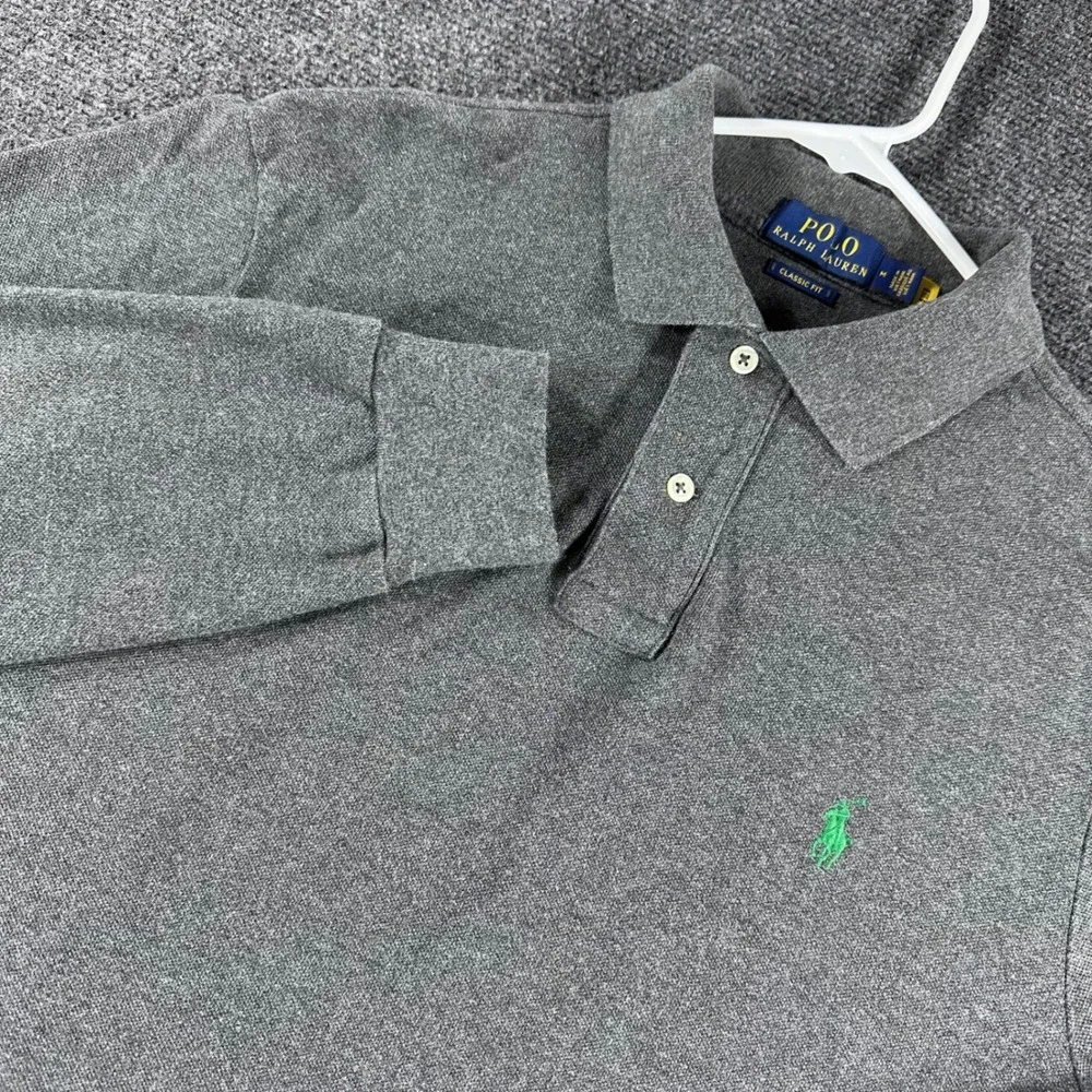 Polo Ralph Lauren Polo Shirt Mens M Medium Grey Long Sleeve Classic Fit Pony
